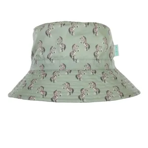 Acorn - Dancing Zebra Wide Brim Bucket Hat - Khaki/Natural