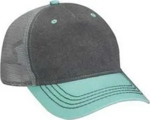 Adams EN102 Pigment-Dyed Twill & Mesh 5 Panel Trucker Cap - Charcoal Seafm Gr