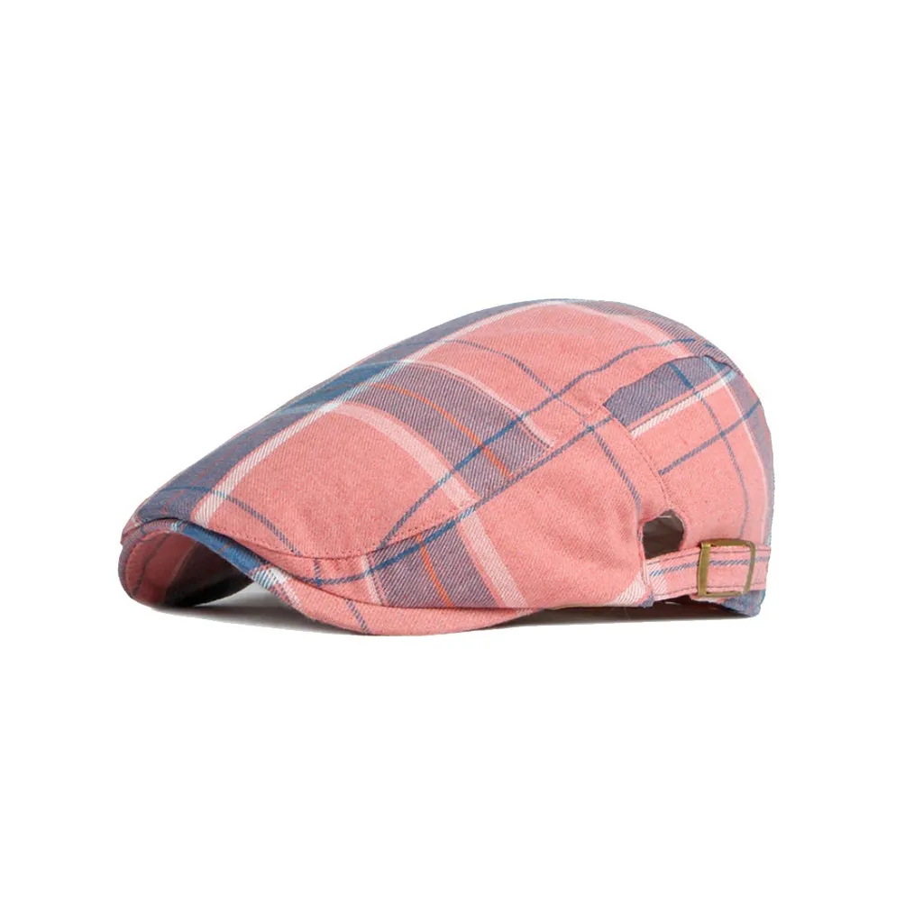 Adjustable Colorful Plaid Flat Cap Newsboy Cabbie Gatsby Golf Beret Hat YZ30109