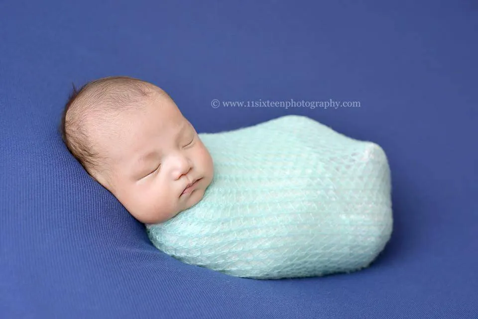 Baby Blue Mohair Knit Newborn Wrap