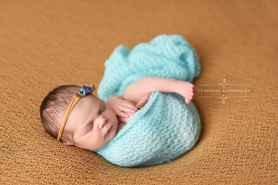 Baby Blue Mohair Knit Newborn Wrap