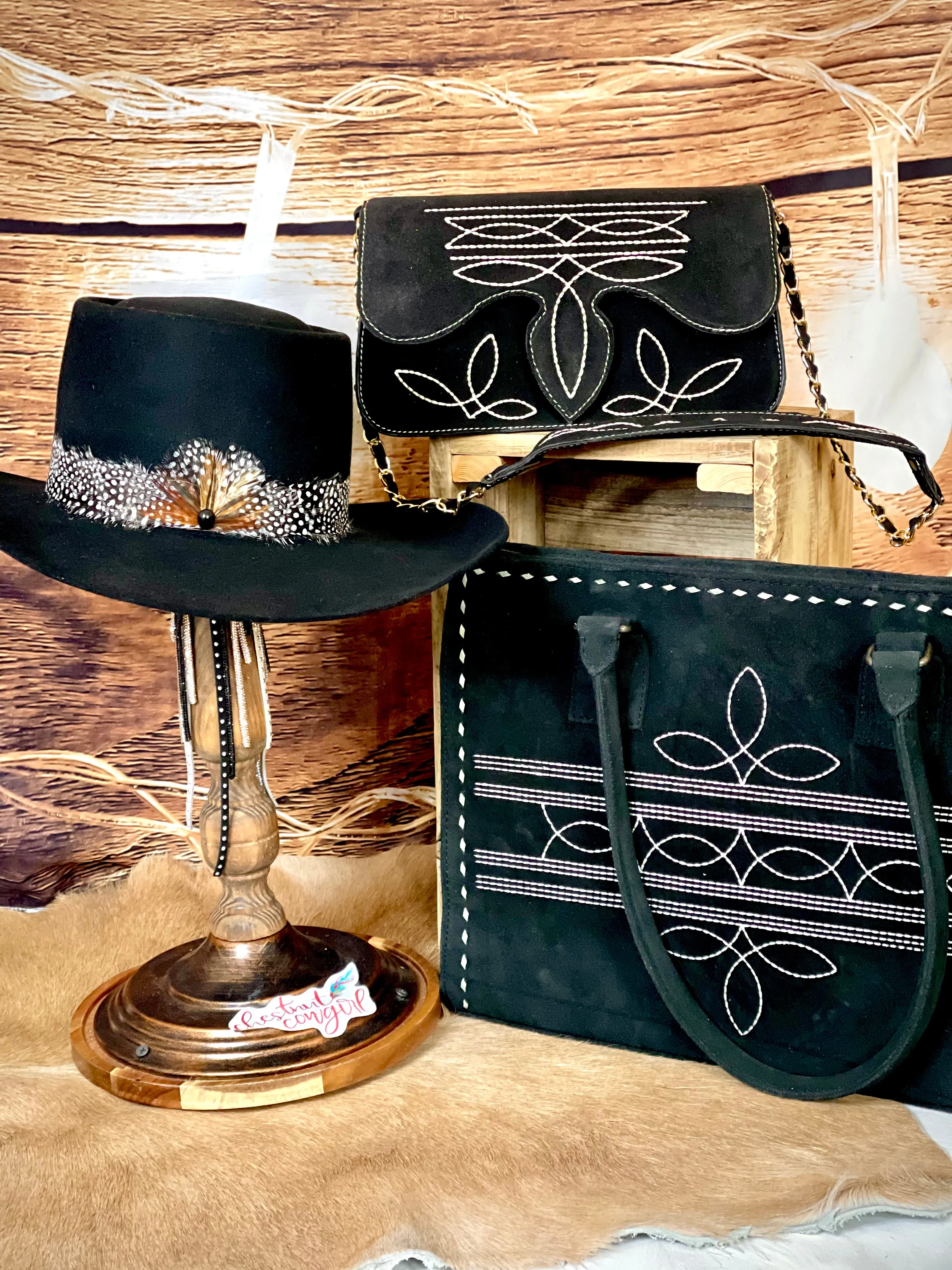 Black & White Feather Hatband with Front Fan