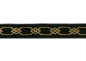 Black and Metallic Gold Diamond Design Trim 2.25" - 1 Yard