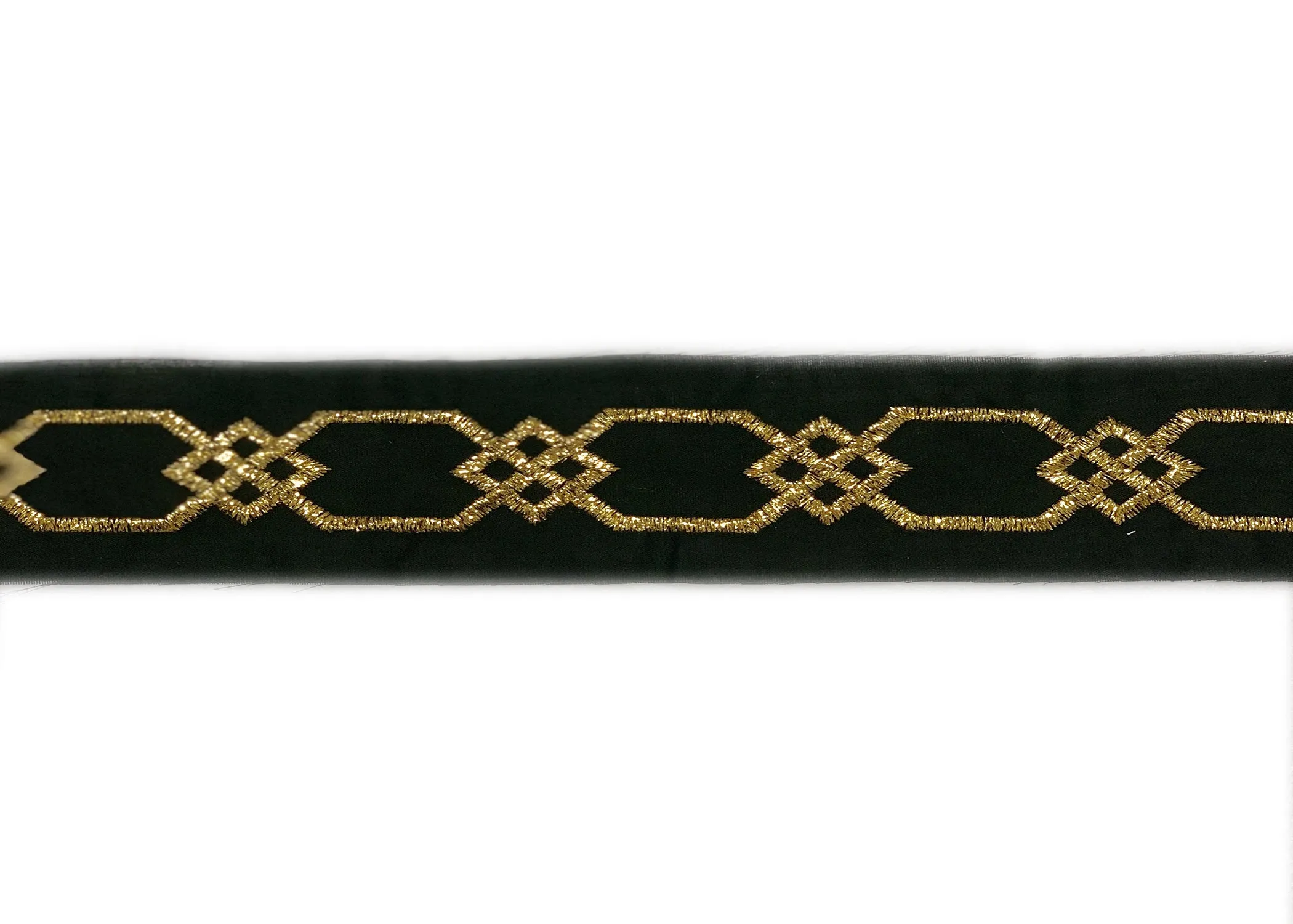 Black and Metallic Gold Diamond Design Trim 2.25" - 1 Yard