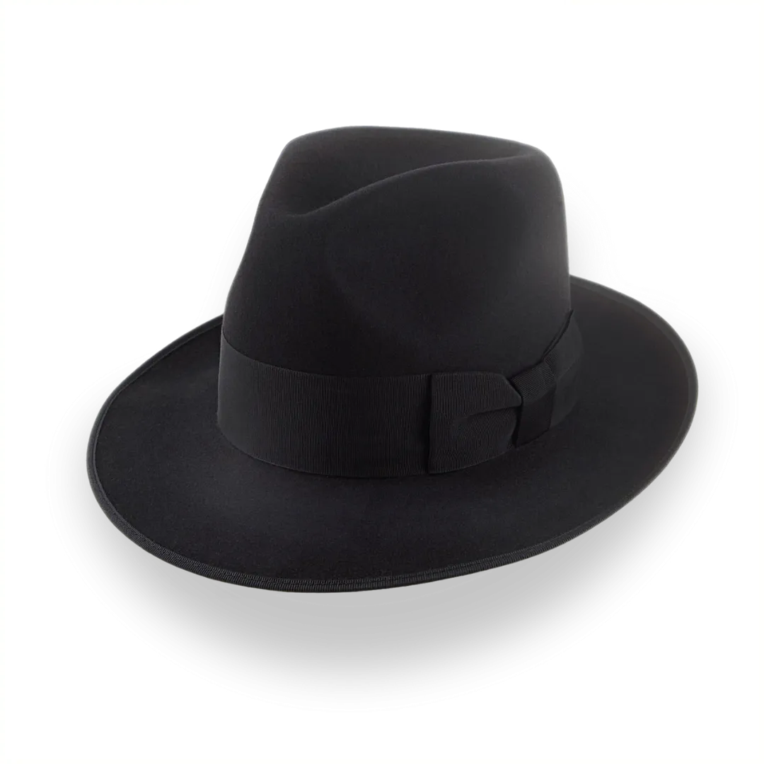 Black High Crown Fedora Hat with Custom Sizes | The Castor