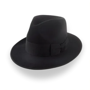 Black High Crown Fedora Hat with Custom Sizes | The Castor