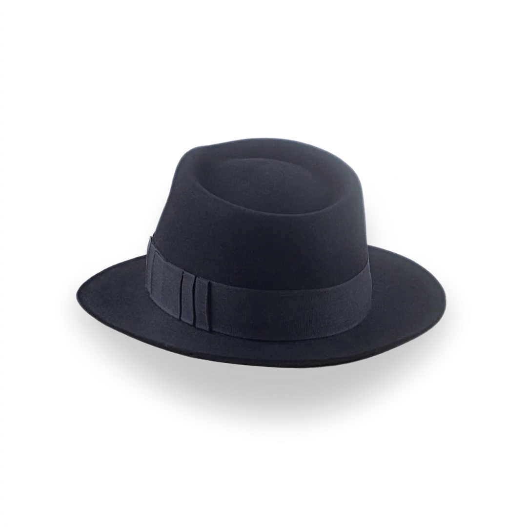 Black Jazz Fedora Hat with Shark Gills Hatband | The Axel