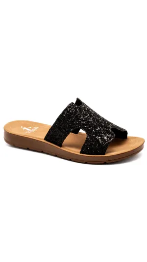 Bogalusa Sandal by Corky’s - Black Glitter