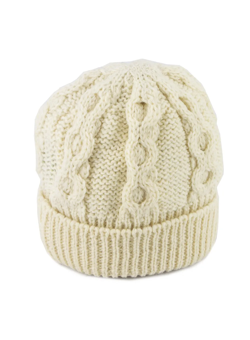 British Wool Aran Beanie Hat