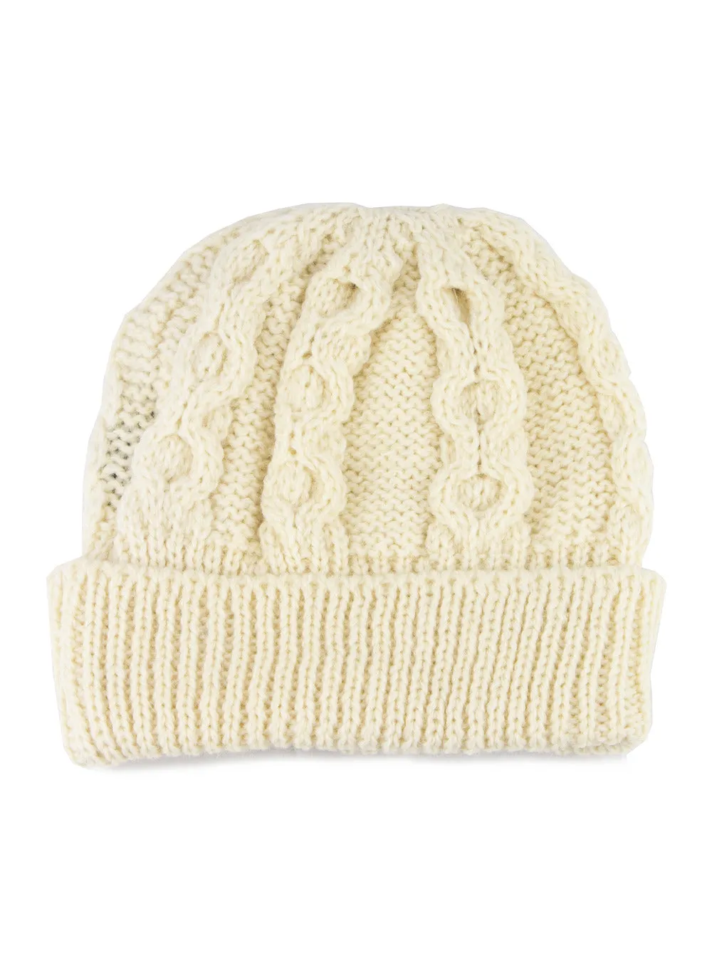 British Wool Aran Beanie Hat