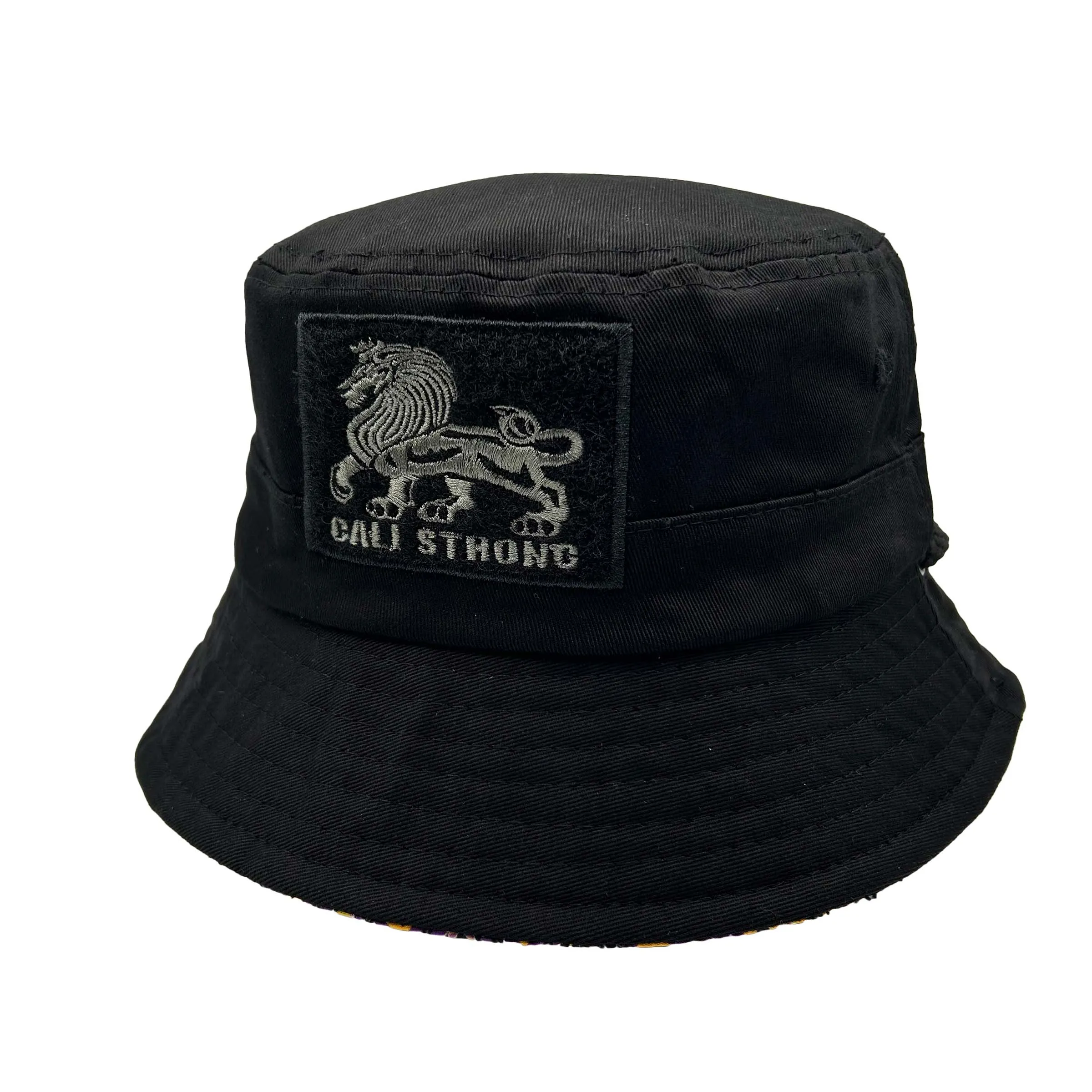 CALI Strong Black Mamba Reversible Black Bucket Hat Tactical Morale Patch