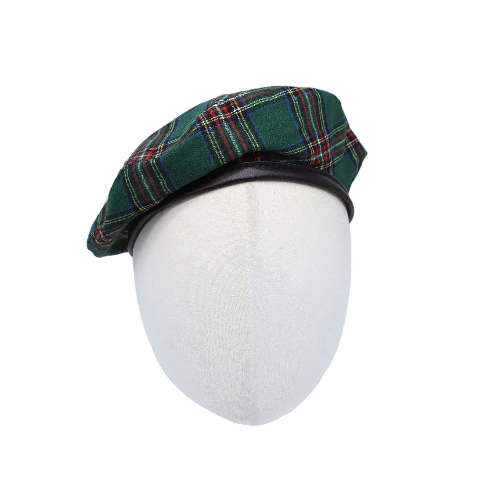 Cotton Plaid Beret Hat Tartan Check French Beanie Cap YZF0083