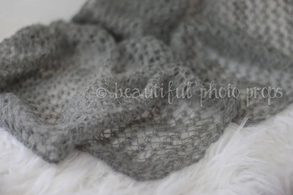 Dark Gray Mohair Knit Baby Wrap