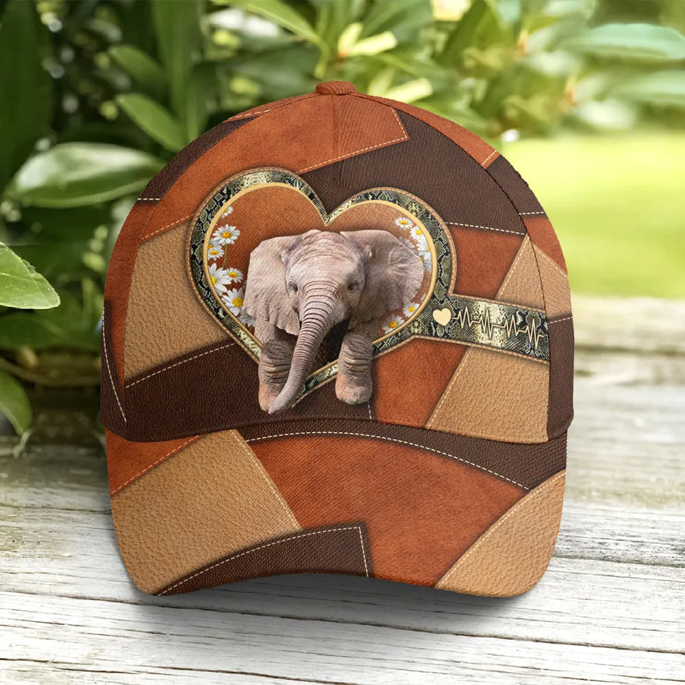 Elephant Daisy Flowers Love Leopard Leather Style Baseball Cap Coolspod