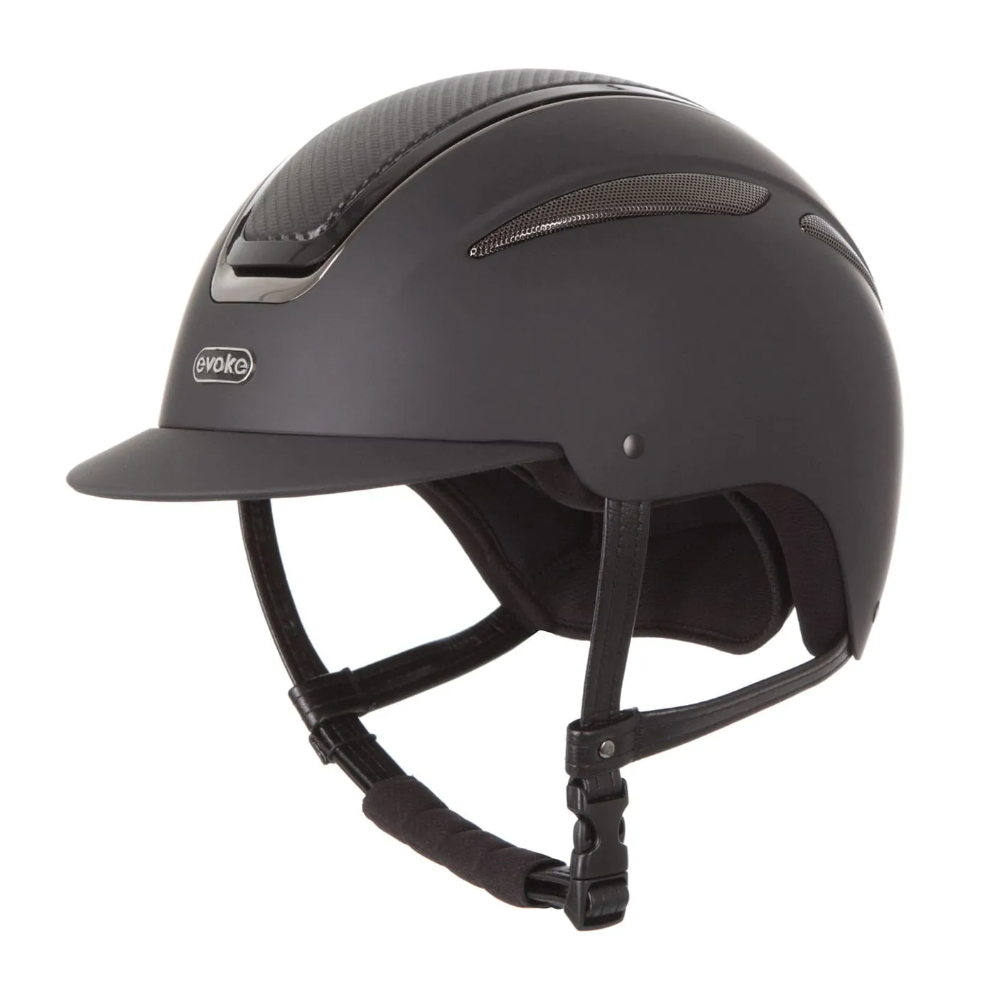 Evoke Callisto Classic Peak Riding Hat - Black Carbon/Gunmetal