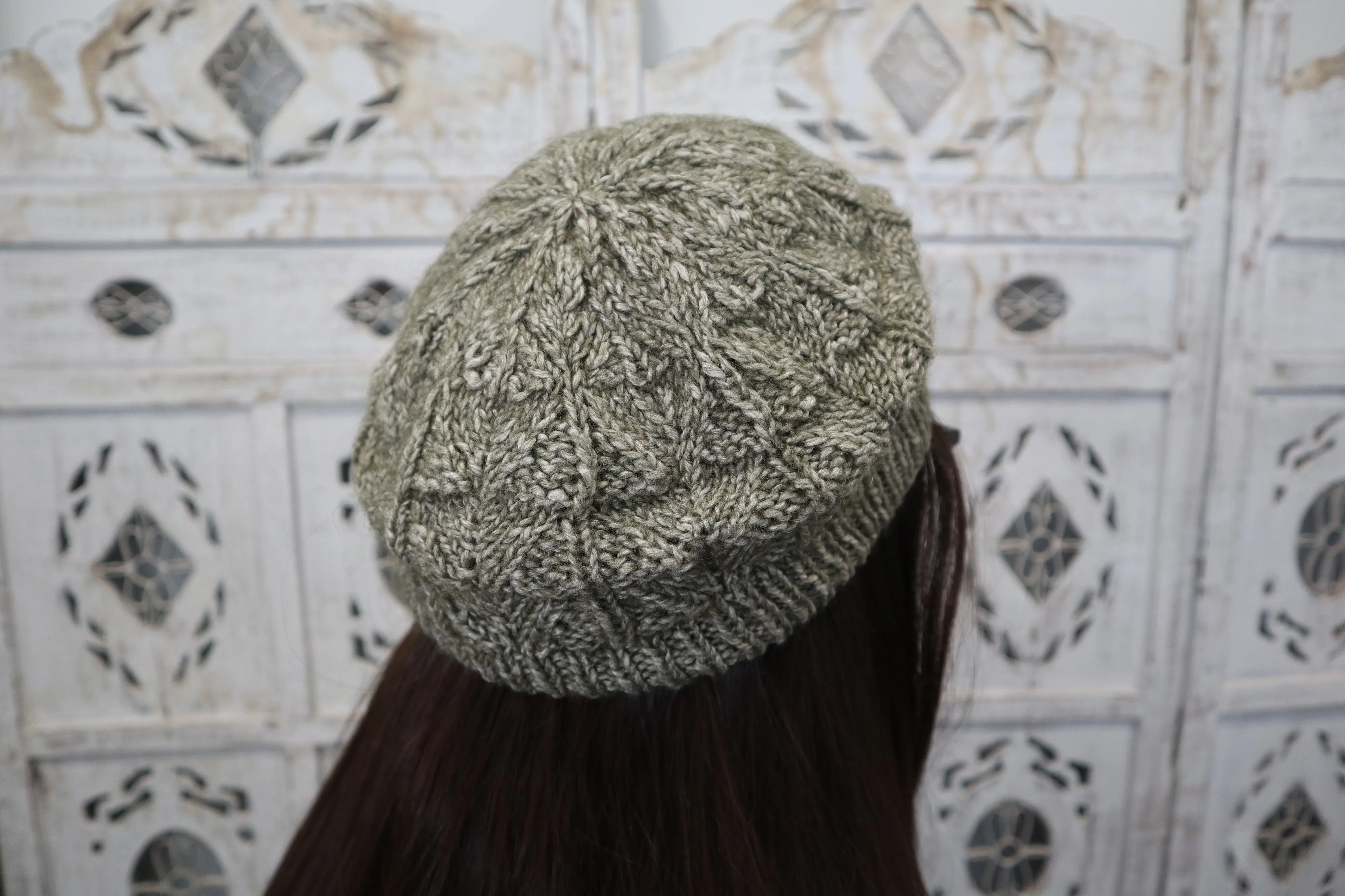 Fair Trade Ethical Fern Stitch Beret - Banana and Wool