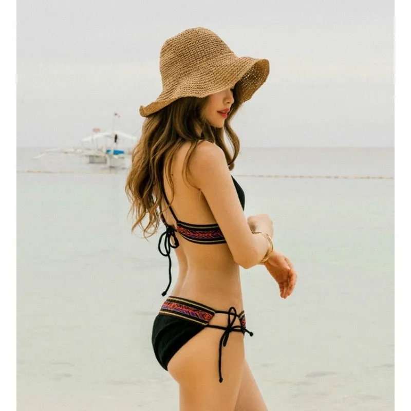 Folding Straw Hat Women's Summer Outing Sun Visor Holiday Cool Hat Seaside Beach Hat Tide Summer Hats