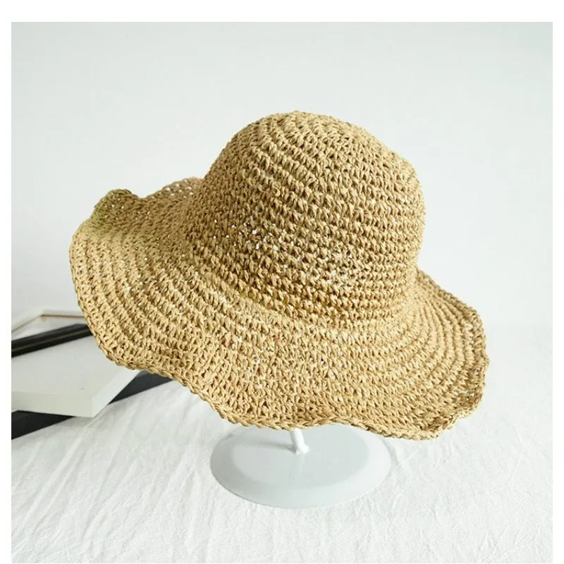 Folding Straw Hat Women's Summer Outing Sun Visor Holiday Cool Hat Seaside Beach Hat Tide Summer Hats