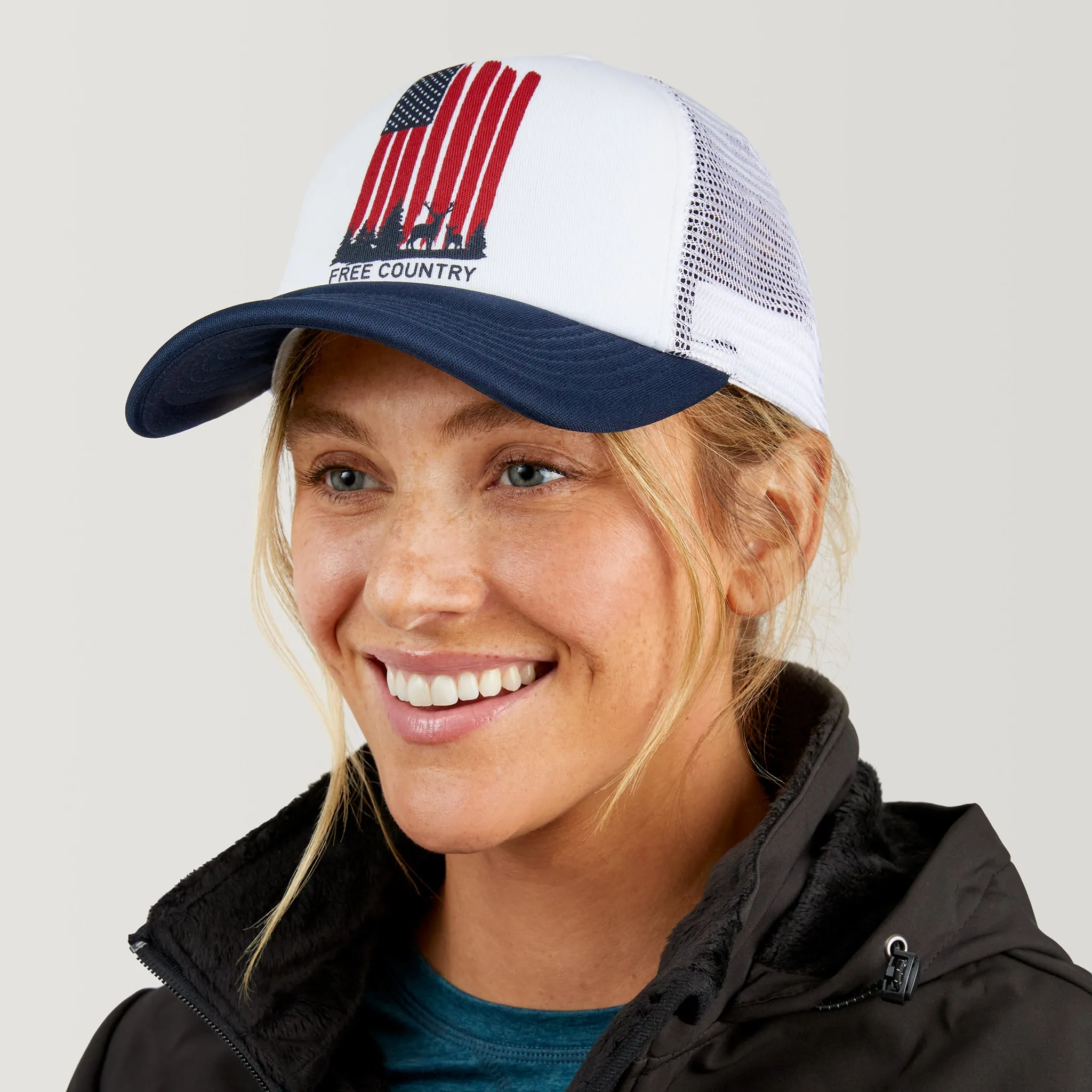 Free Country Five Panel American Flag Foam Trucker Hat