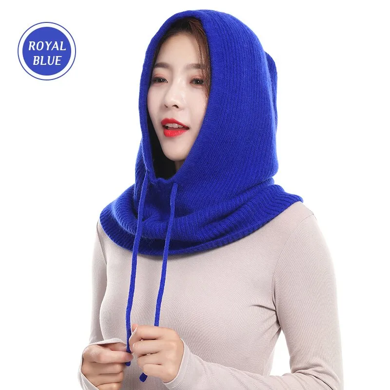 GOPLUS Winter Womans Hats Unisex Knitted Cashmere Hooded Neck Collar Adjustable Elastic Cap Hats Gorros Mujer Invierno