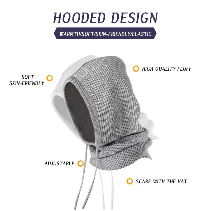 GOPLUS Winter Womans Hats Unisex Knitted Cashmere Hooded Neck Collar Adjustable Elastic Cap Hats Gorros Mujer Invierno