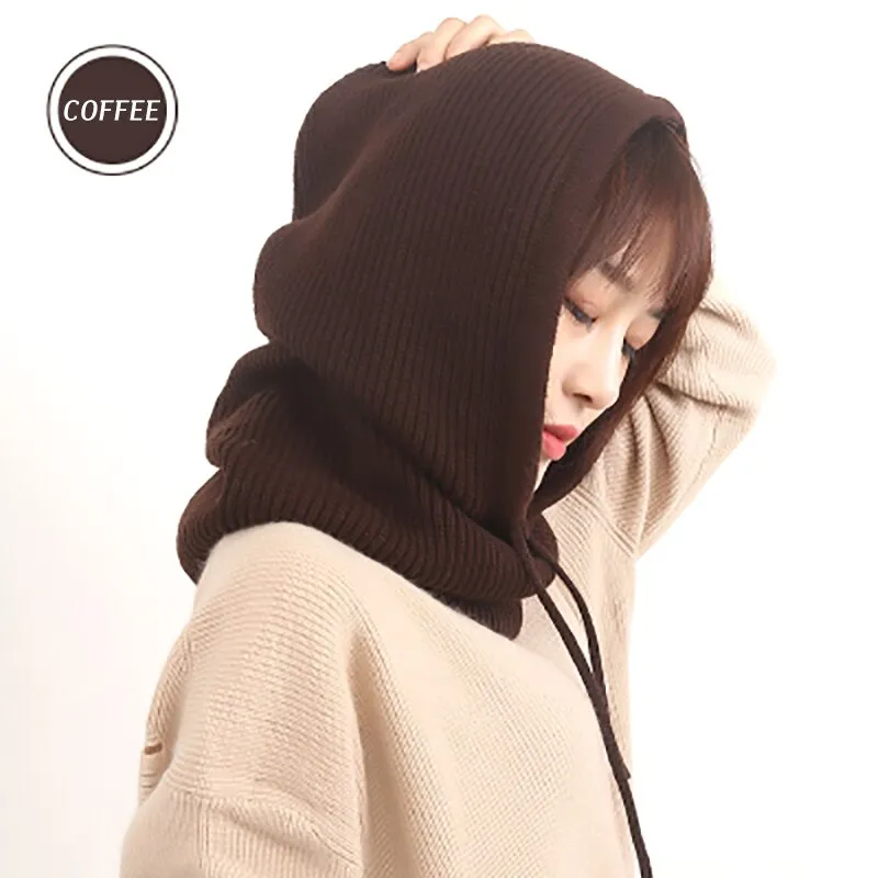 GOPLUS Winter Womans Hats Unisex Knitted Cashmere Hooded Neck Collar Adjustable Elastic Cap Hats Gorros Mujer Invierno