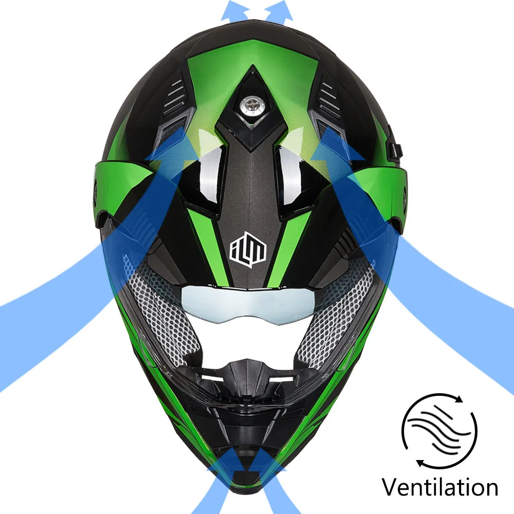 ILM Off Road Motorcycle Dual Sport Helmet Full Face Visor Model 606V