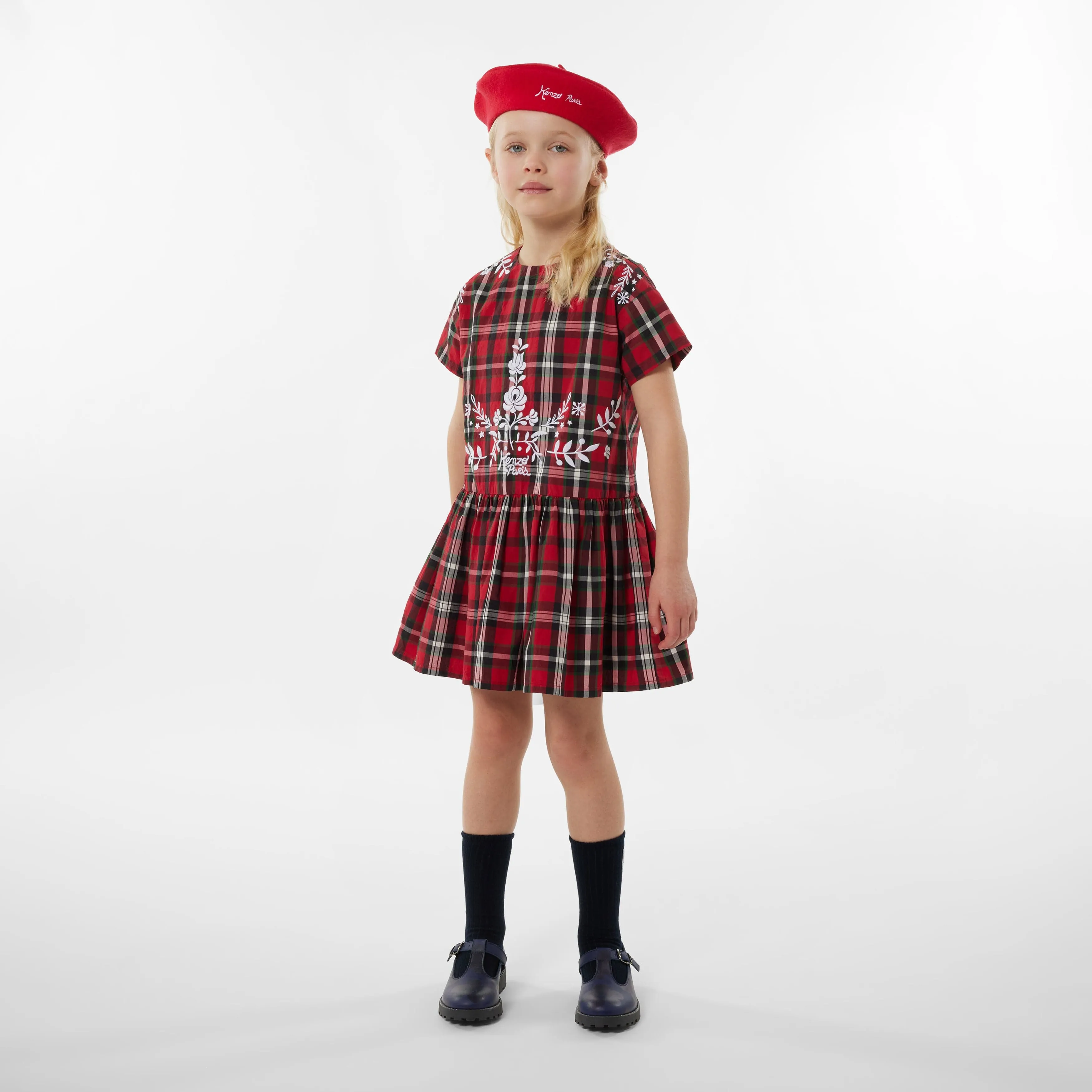 KENZO Girls Embroidered Beret in Red