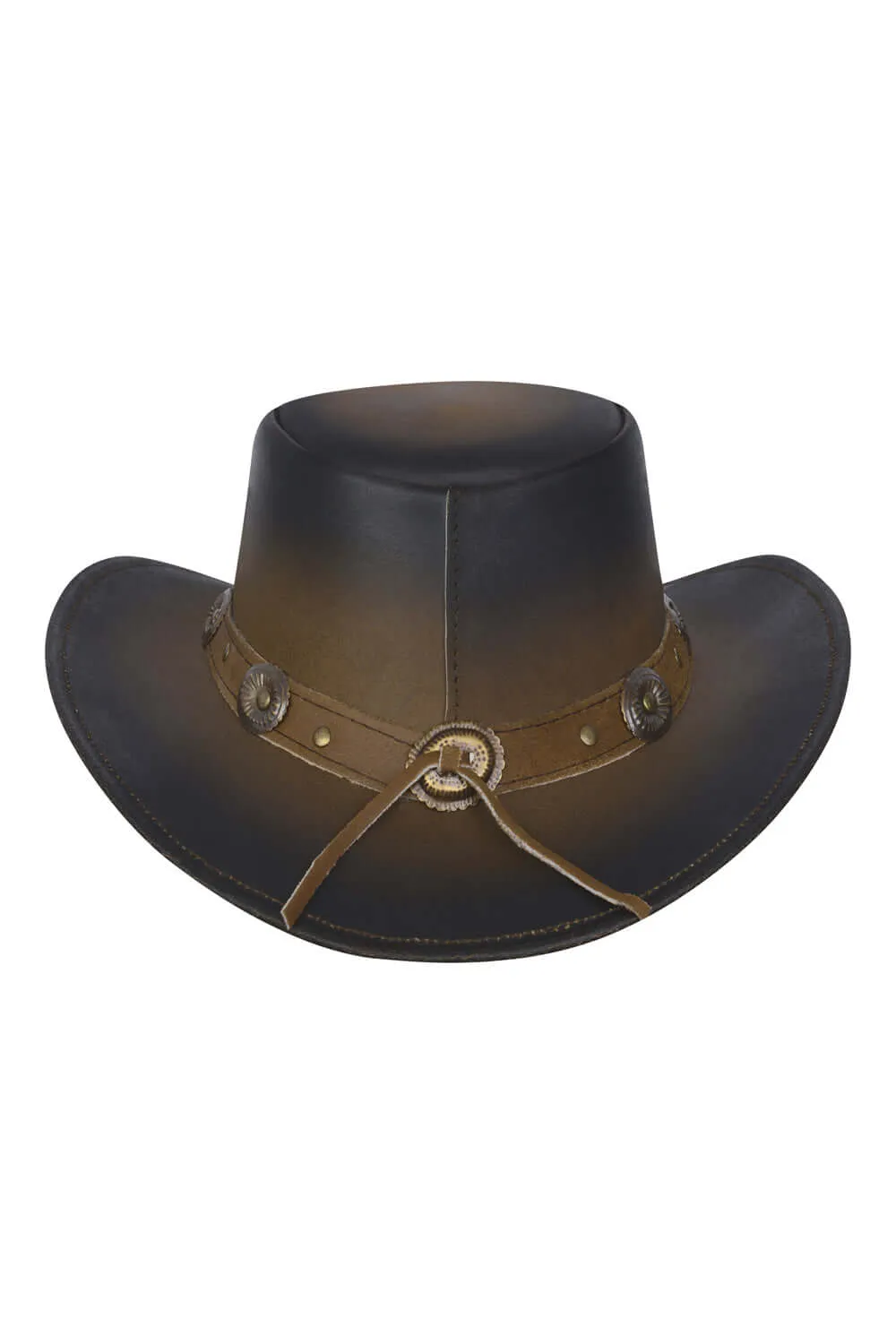 Kids Children's Western Real Leather Tan Brown Cowboy Bush Hat Fancy Dress