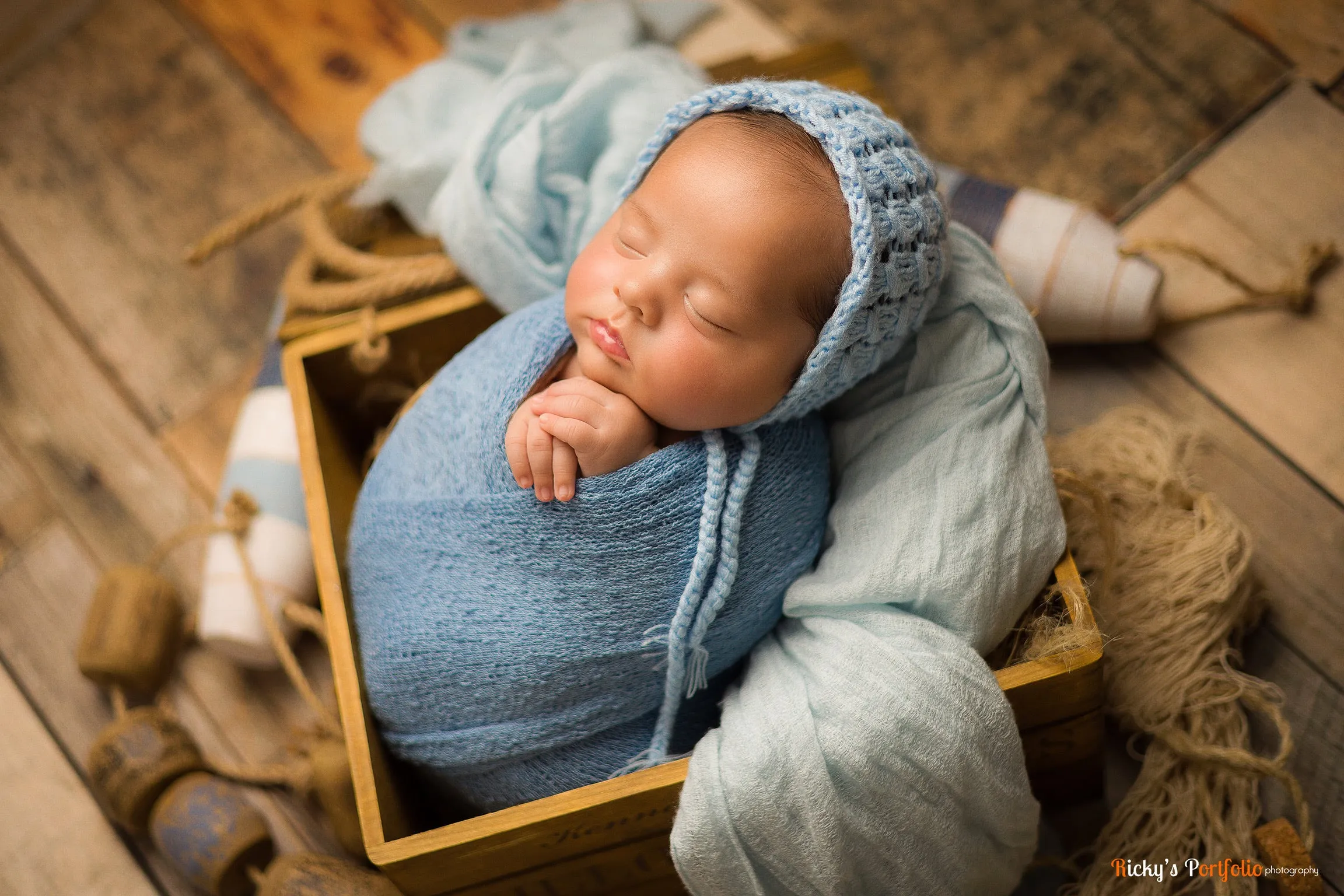 Light Blue Stretch Knit Wrap Newborn Photography