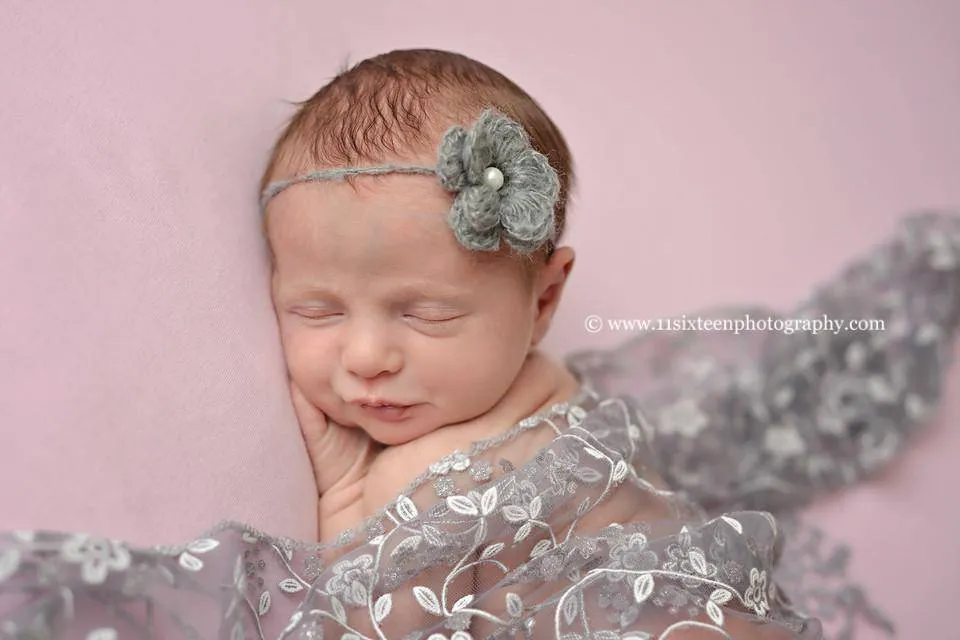 Light Gray Tassels Lace Newborn Baby Wrap Layer