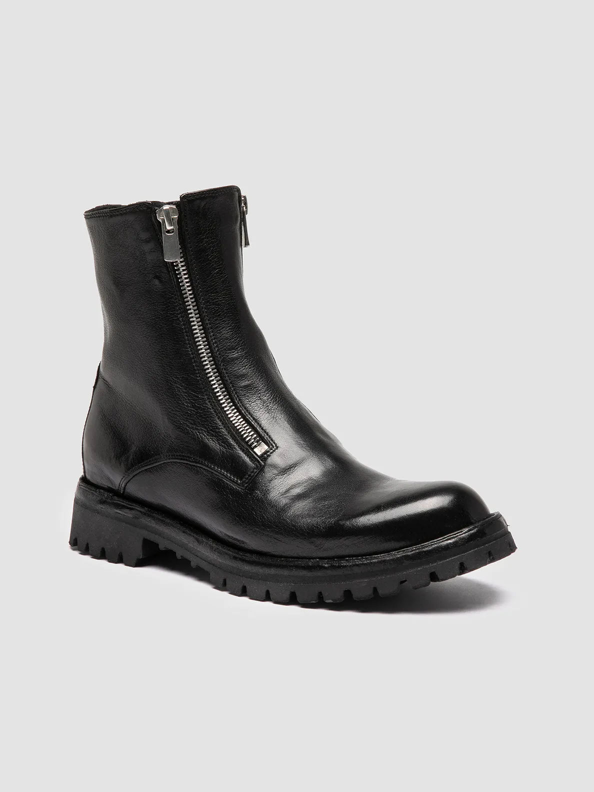 LORAINE 026 - Black Leather Zipped Boots