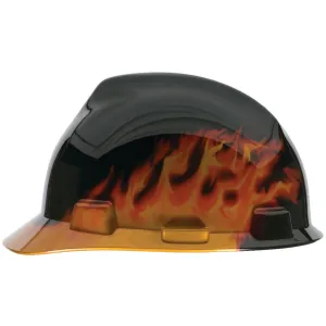 MSA 10092015 Specialty V-Gard Protective Cap Black Fire - w/ Fas-Trac Suspension