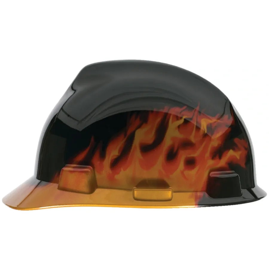 MSA 10092015 Specialty V-Gard Protective Cap Black Fire - w/ Fas-Trac Suspension