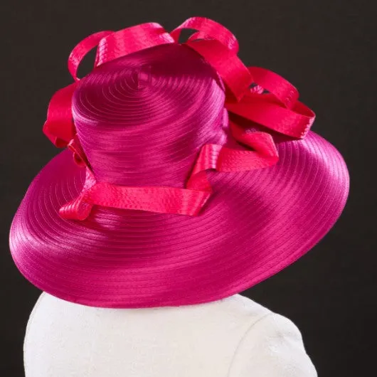 NA1071-Fuchsia Satin Dress Hat