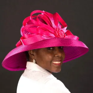 NA1071-Fuchsia Satin Dress Hat