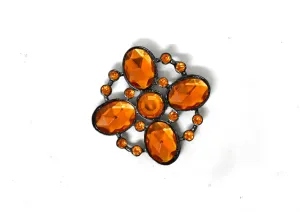 Orange Rhinestone Flower Brooch 1.60" - 1 Piece