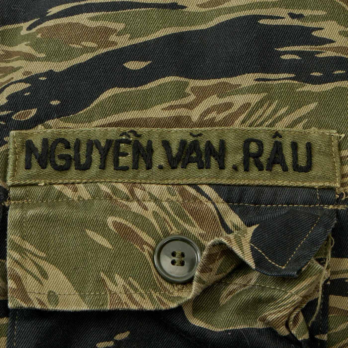 Original U.S. Vietnam War Special Forces Tiger Stripe "Tadpole" Camouflage Fatigue Uniform Shirt- ARVN Advisor