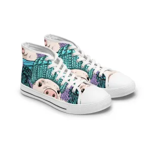 Pig with Hats Women's High Top Sneakers