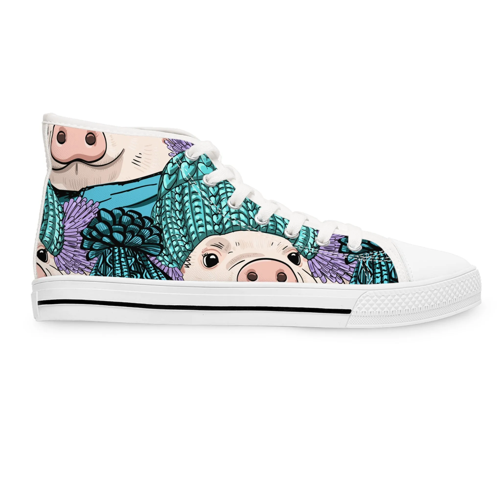 Pig with Hats Women's High Top Sneakers