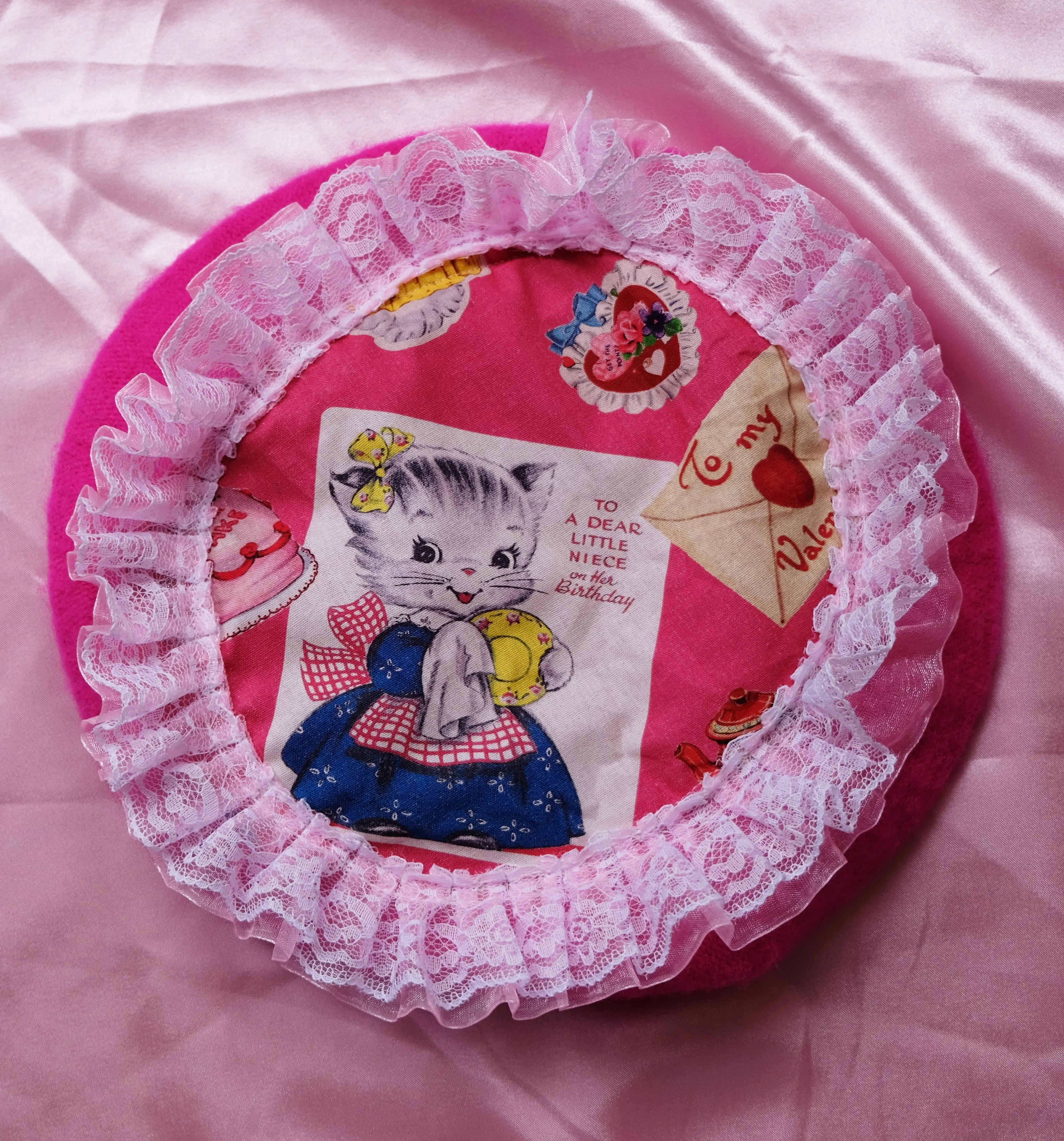 Pink Kitsch Kittens Beret