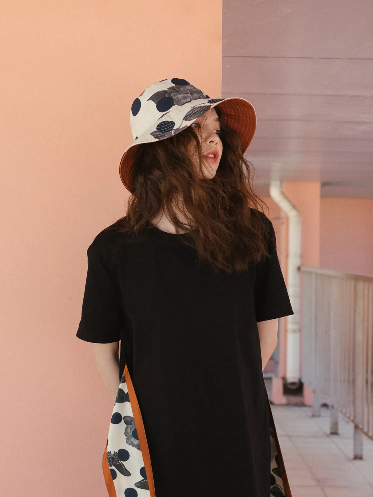 "Noir Floral" Reversible  Bucket Hat