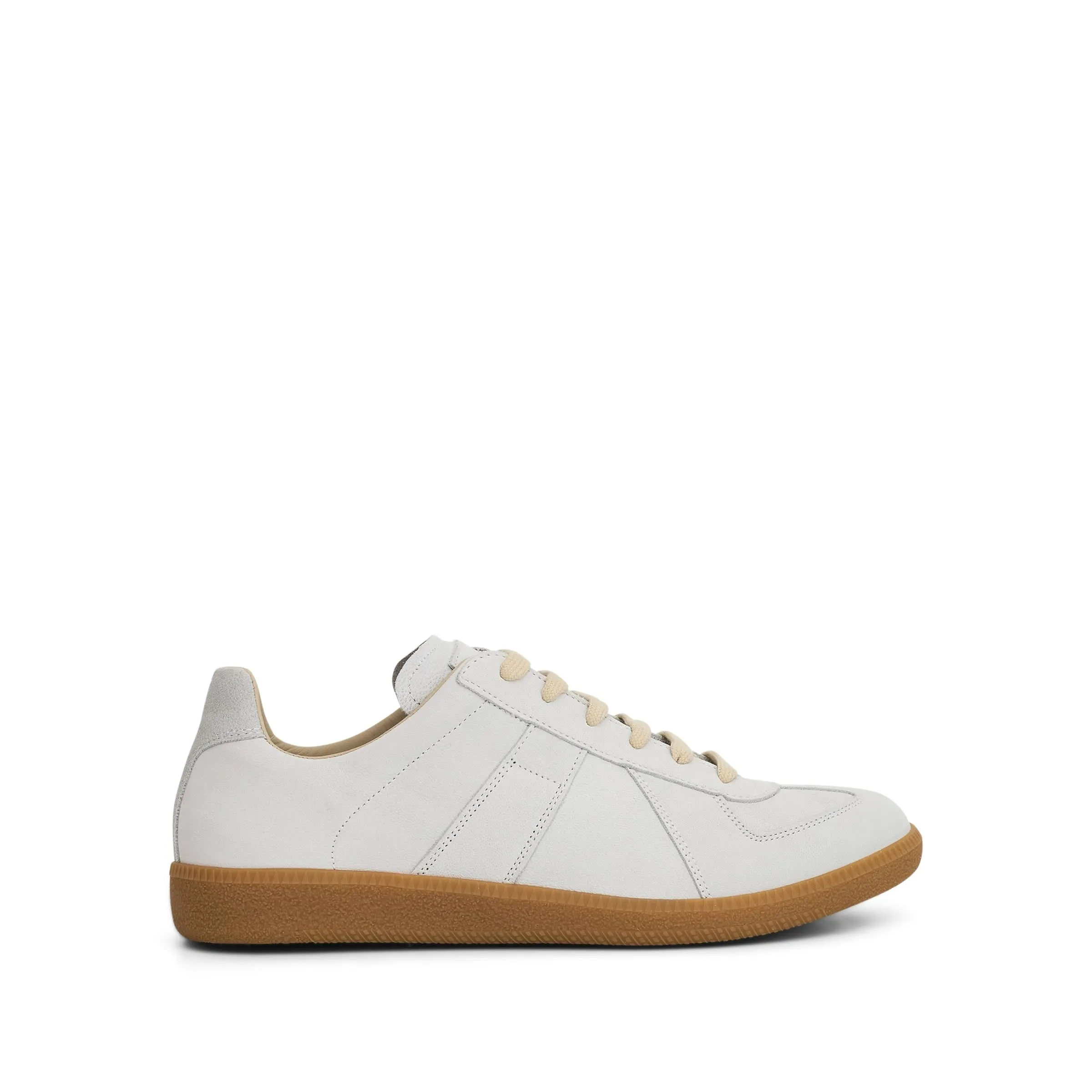 Replica Leather Sneaker in Light Grey