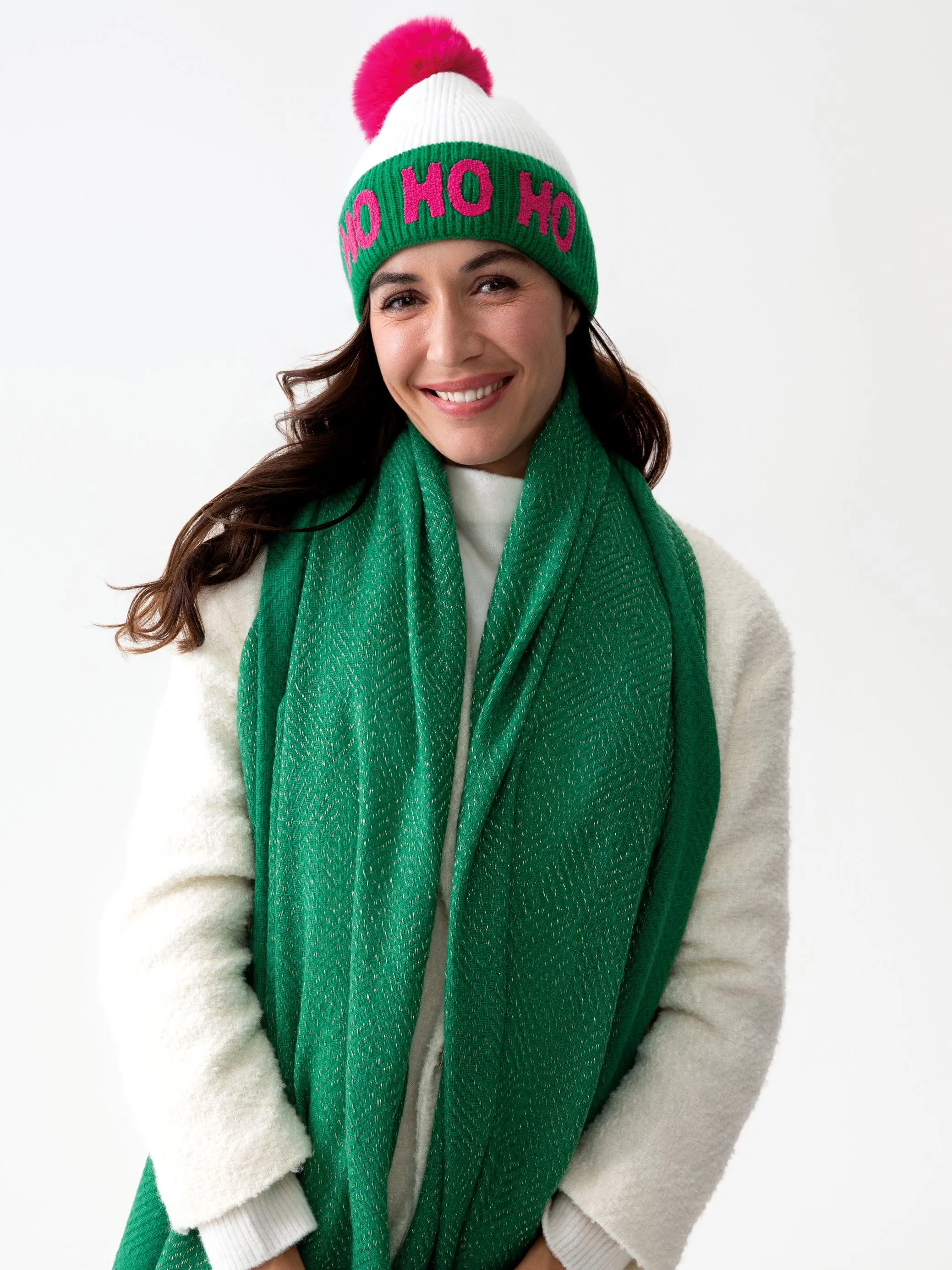 Shiraleah "Ho Ho Ho" Beanie, Ivory