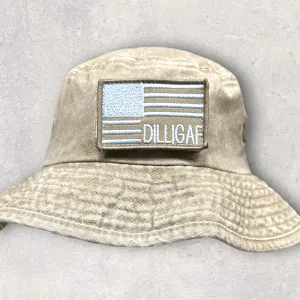 Tan Patriotic Dilligaf Bucket Hat