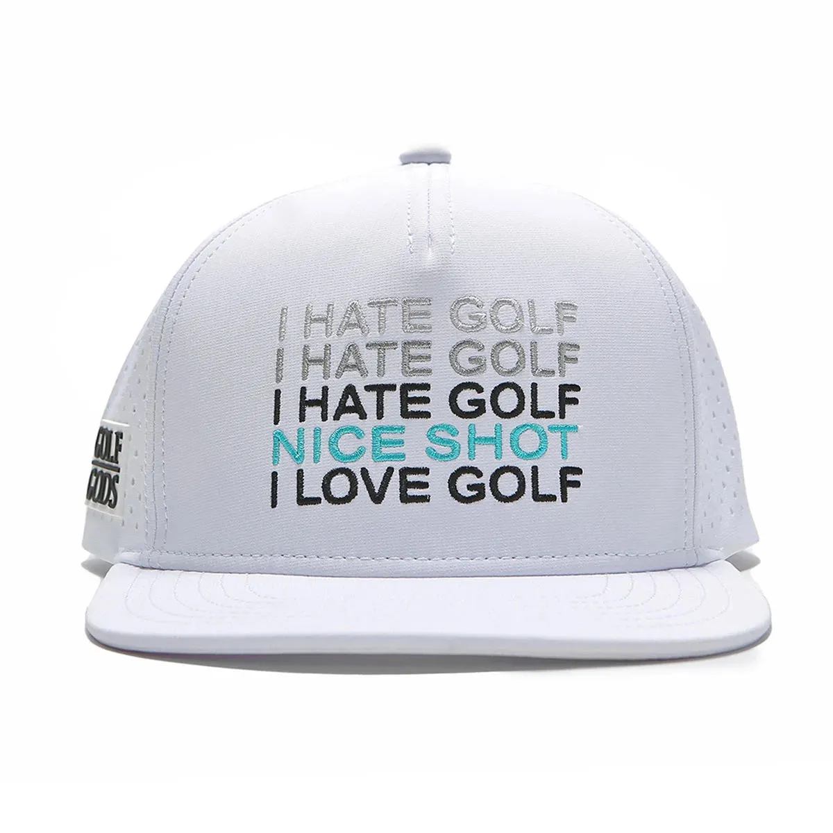 TOUR PRO I Hate Golf Hat in White with Flat Brim