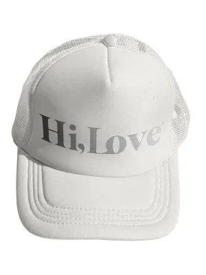 Travel Hat - White with Silver Hi Love