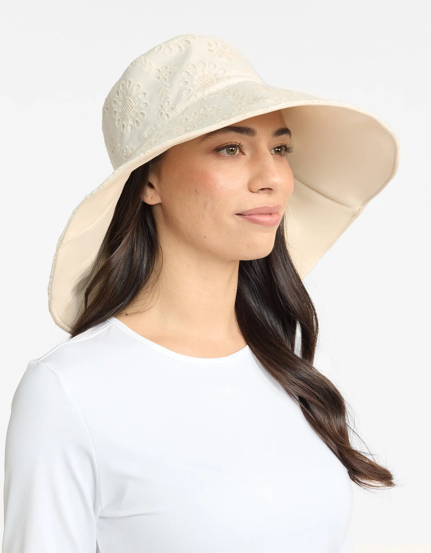 Ultra Wide Brim Broderie Sun Hat UPF 50 