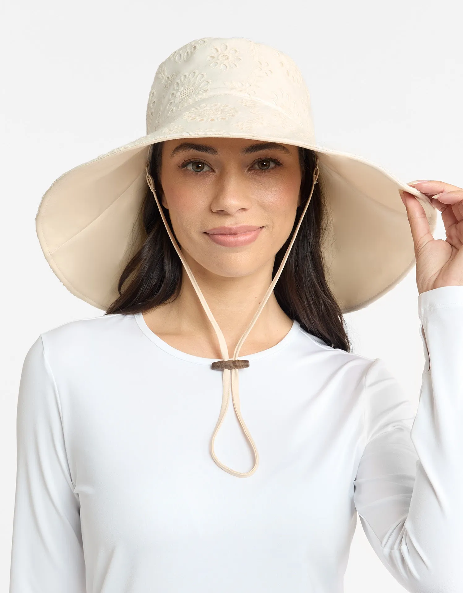 Ultra Wide Brim Broderie Sun Hat UPF 50 