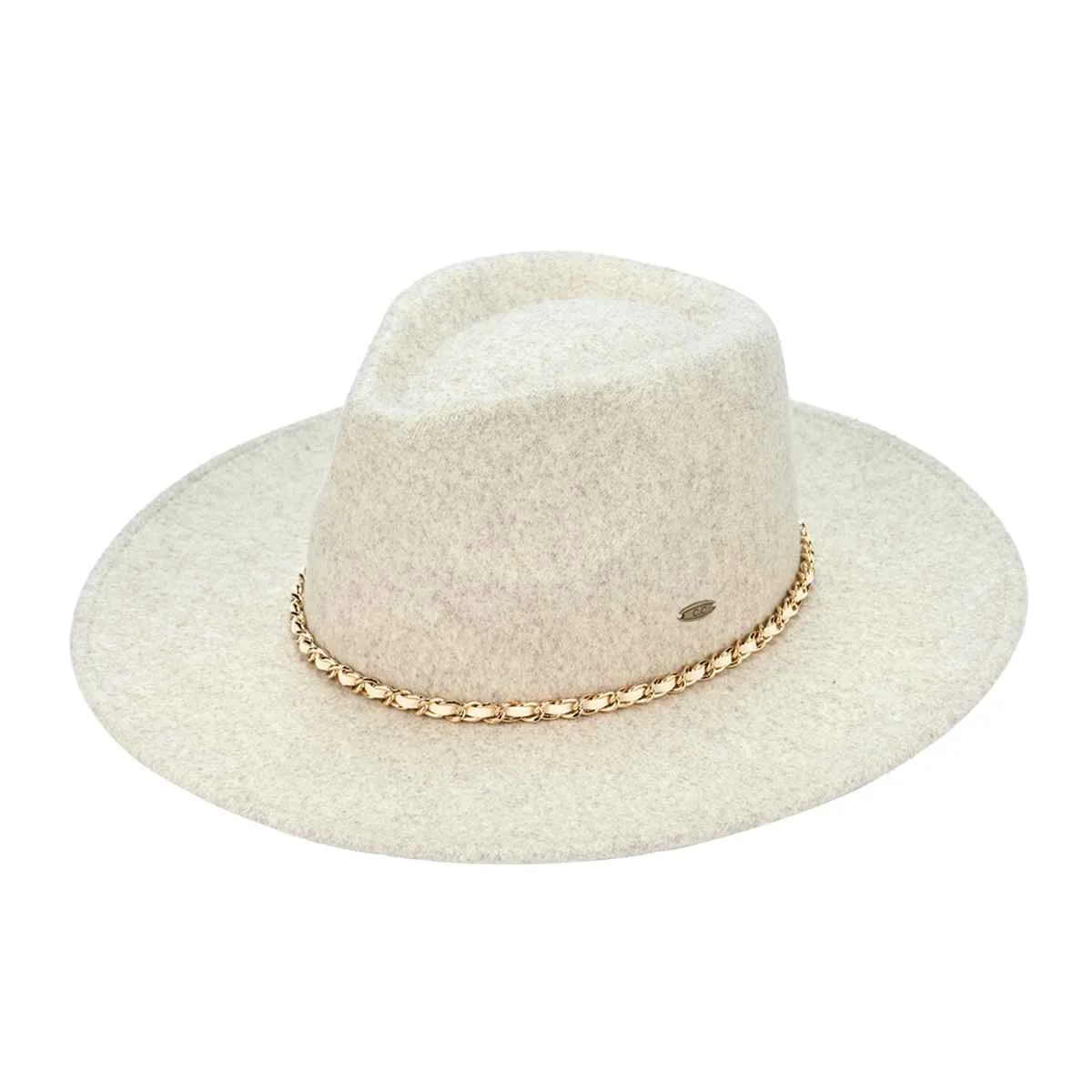 VFE0003 Chain Trim Band Felt Panama Hat